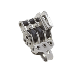 Motón 3 ruedas D17 con arraigo y mordaza Viadana