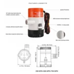 Bomba de achique 500 GPH sumergible Seaflo - Imagen 3