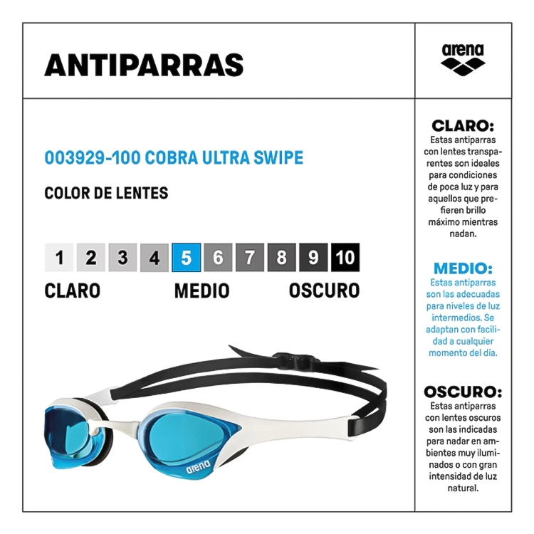 AR576 COBRA ULTRA SWIPE AZUL BLANCO 100 ARENA 03 Antiparras Cobra Ultra Swipe azul/blanco 100 Arena - Imagen 3
