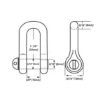 Grillete recto corto inox. D8mm 5/16" Five Oceans - Imagen 3