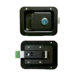 Cerradura c/llave p/baulera chica negra 12×9 cm Caram