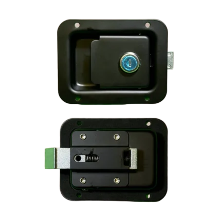 Cerradura c/llave p/baulera chica negra 12×9 cm Caram