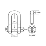 Grillete recto corto inox. D4mm 5/32" Five Oceans - Imagen 3