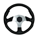 Volante negro goma centro chapa diámetro 33cm