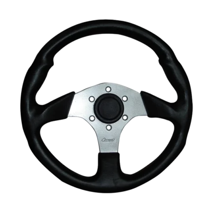 Volante negro goma centro chapa diámetro 33cm