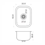 Bacha rectangular inoxidable 27 37 18 cm - Imagen 3